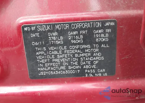 2012 Suzuki Sx4 Le/Le Popular из США, поврежденный, VIN JS2YC5A34C6300017